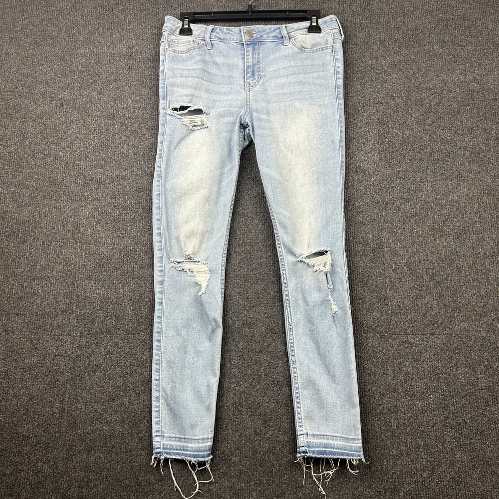 Hollister Women's Mid Rise Crop Super Skinny Classic Stretch 7R 28X26‎ Lgt Wash